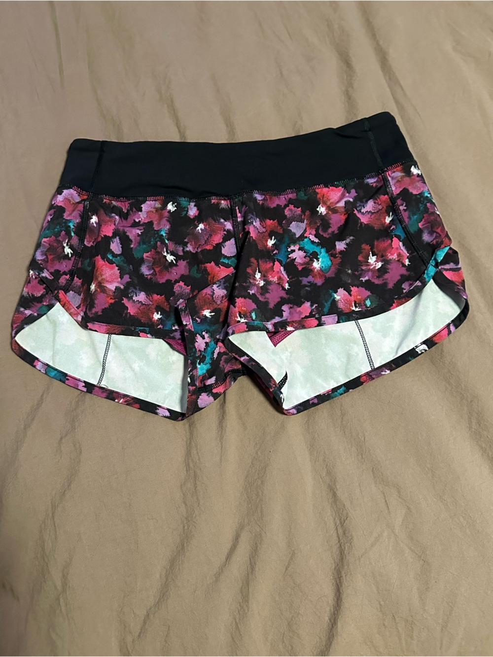 Lululemon Speed Short in Mini Midnight Bloom Black Deep Fuschia Black colorway